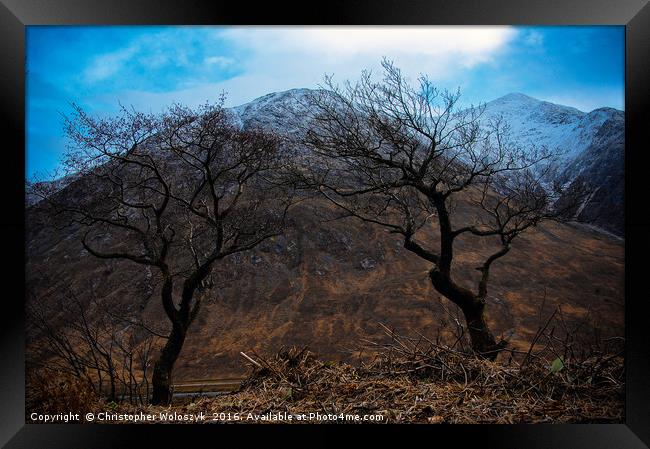 Trees over Glen etive Framed Print by Christopher Woloszyk