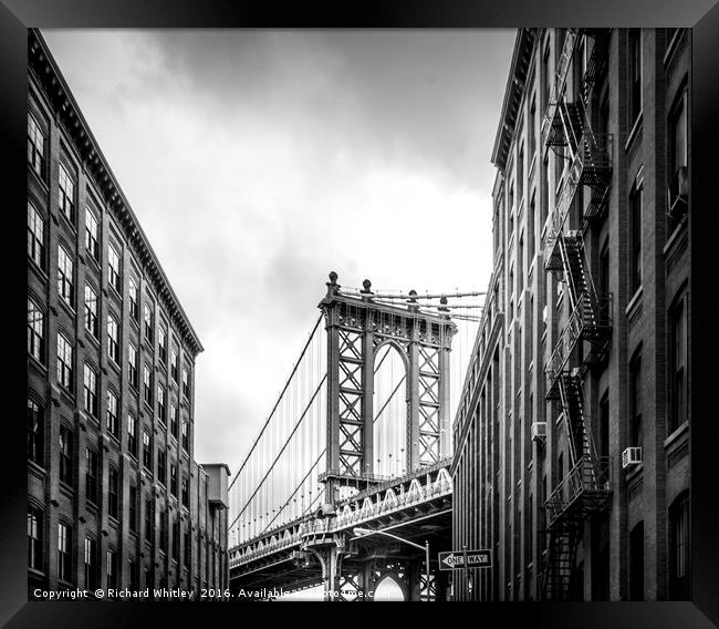 Manhatten Bridge Framed Print by Richard Whitley