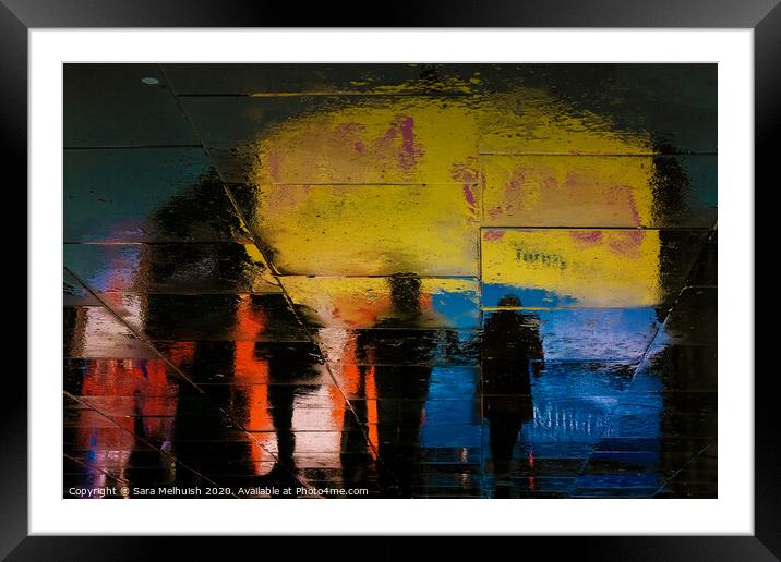 Shadows and neon Framed Mounted Print by Sara Melhuish