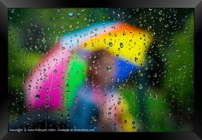 Rainbow umbrella Framed Print by Sara Melhuish