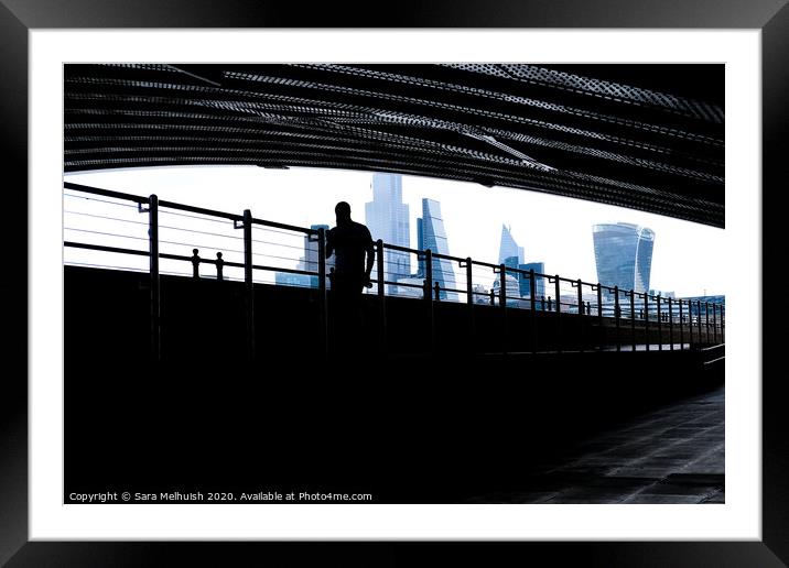 Man under the bridge Framed Mounted Print by Sara Melhuish