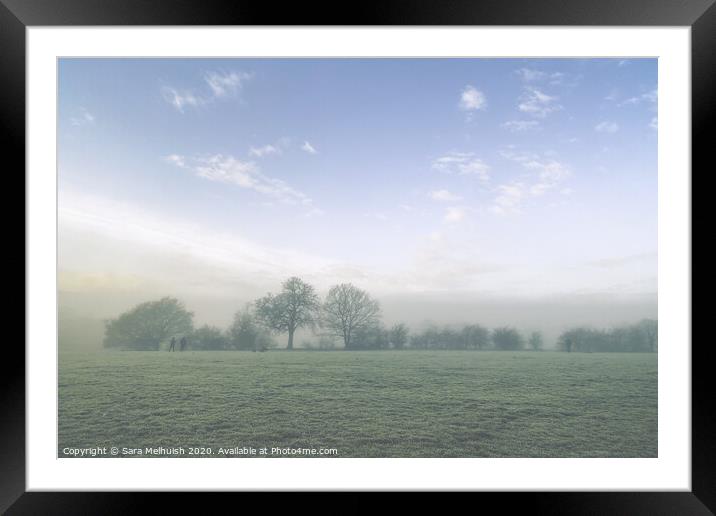 Misty meadows Framed Mounted Print by Sara Melhuish