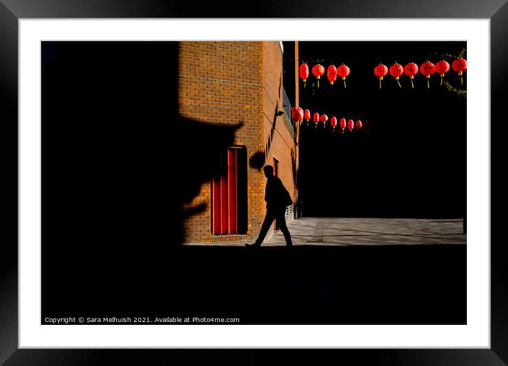 Walking under the lanterns Framed Mounted Print by Sara Melhuish