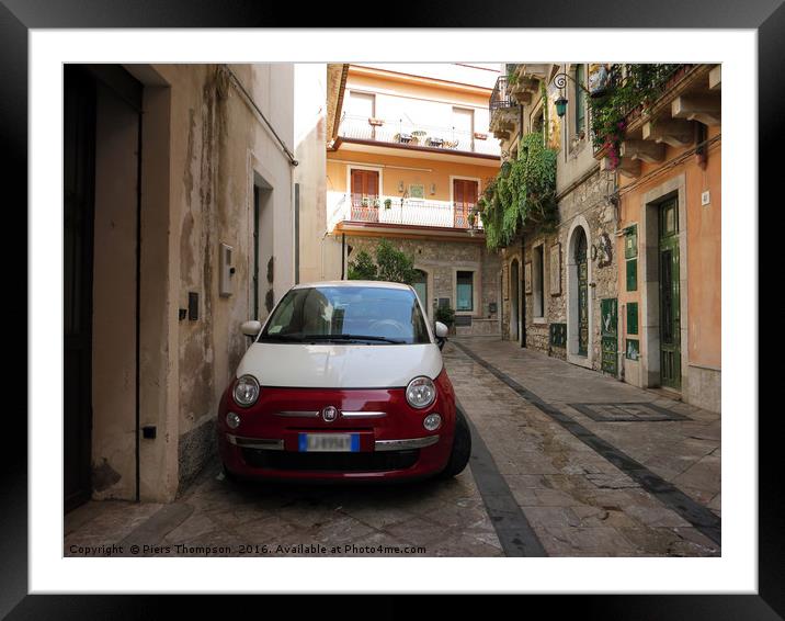 Fiat 500 in Sicily Framed Mounted Print by Piers Thompson