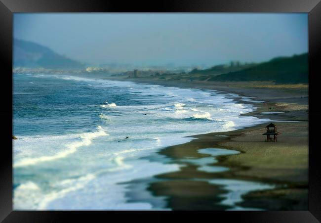 Rough seas on Alcaidesa beach, in Andalusia Framed Print by Piers Thompson