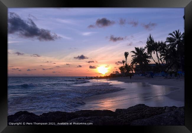 Sunset in Barbados Framed Print by Piers Thompson
