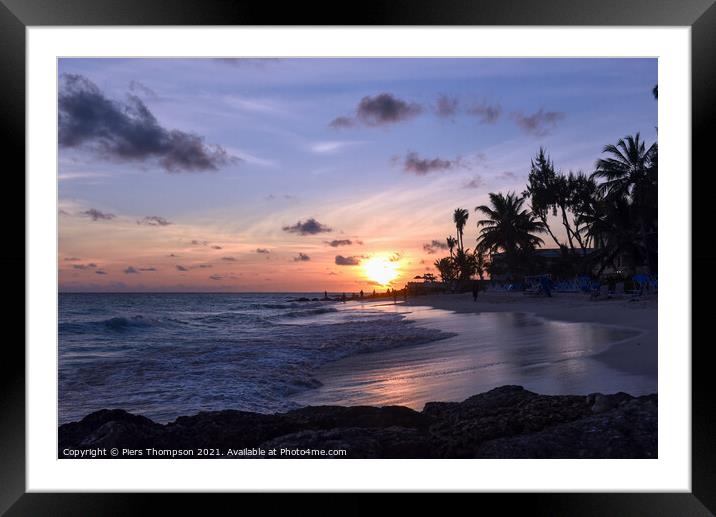 Sunset in Barbados Framed Mounted Print by Piers Thompson