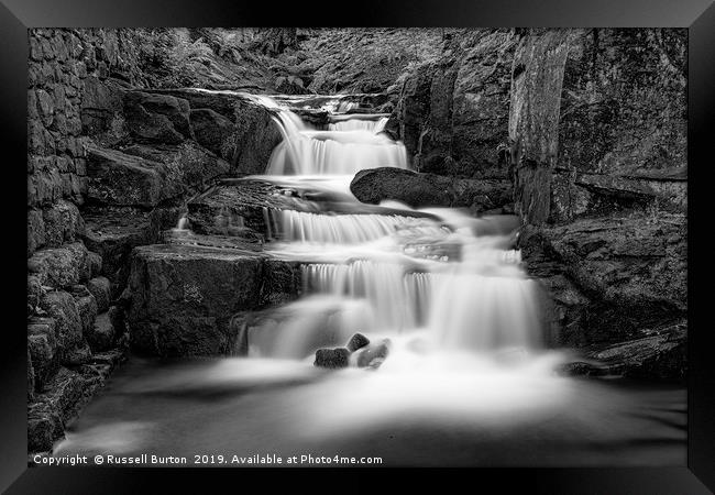 Lumsdale Mill lower falls Framed Print by Russell Burton