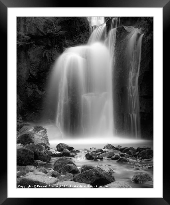 Lumsdale Mill water fall Framed Mounted Print by Russell Burton
