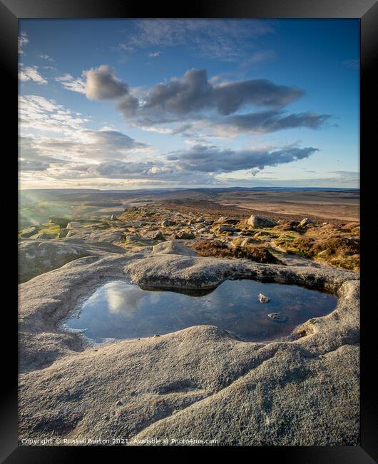Stanage reflections Framed Print by Russell Burton