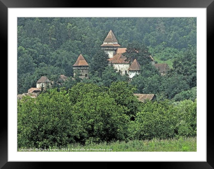 Fortified Church. Transylvania Romania Watercolour Framed Mounted Print by Chris Langley