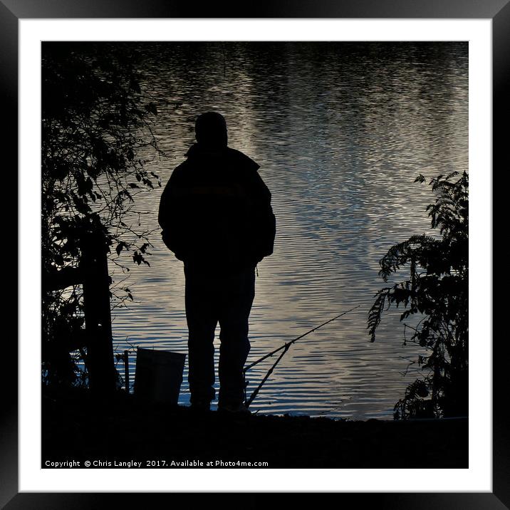 Fishing the Dusk Framed Mounted Print by Chris Langley