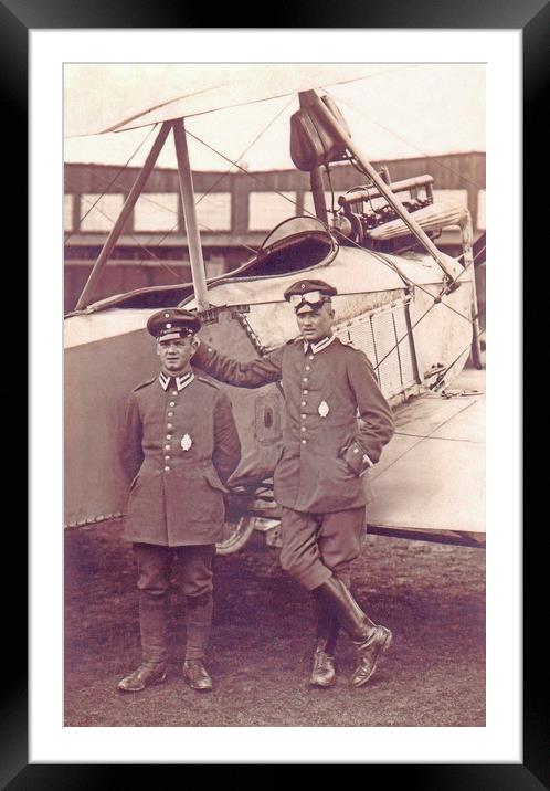 WW1 Bavarian Pilot & his Gunner Framed Mounted Print by Chris Langley