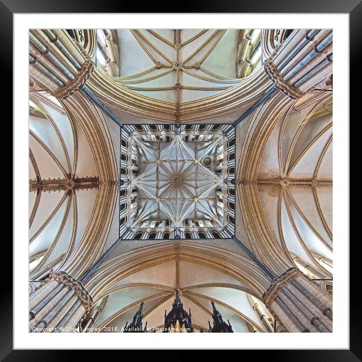The Transept, Lincoln Cathedral, facing east. Framed Mounted Print by Chris Langley