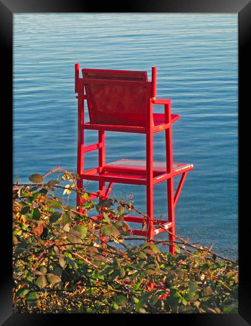 The Lifeguard's Chair. Framed Print by Chris Langley