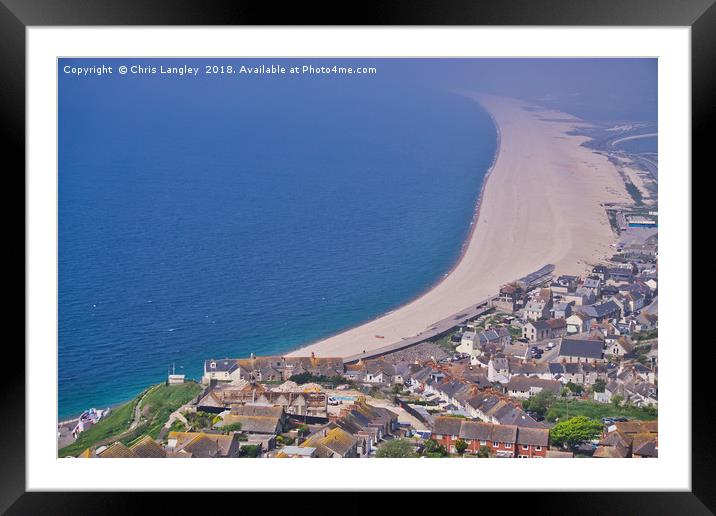 Cheshil Beach and spit from Portland Bill Framed Mounted Print by Chris Langley