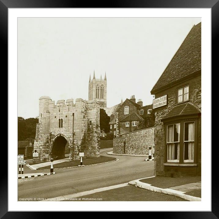 Pottergate and Cathedral, Lincoln Framed Mounted Print by Chris Langley