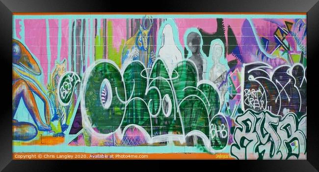 Graffiti on Graffiti Framed Print by Chris Langley