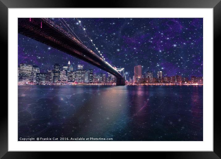 Spacey Manhattan Skyline Framed Mounted Print by Frankie Cat