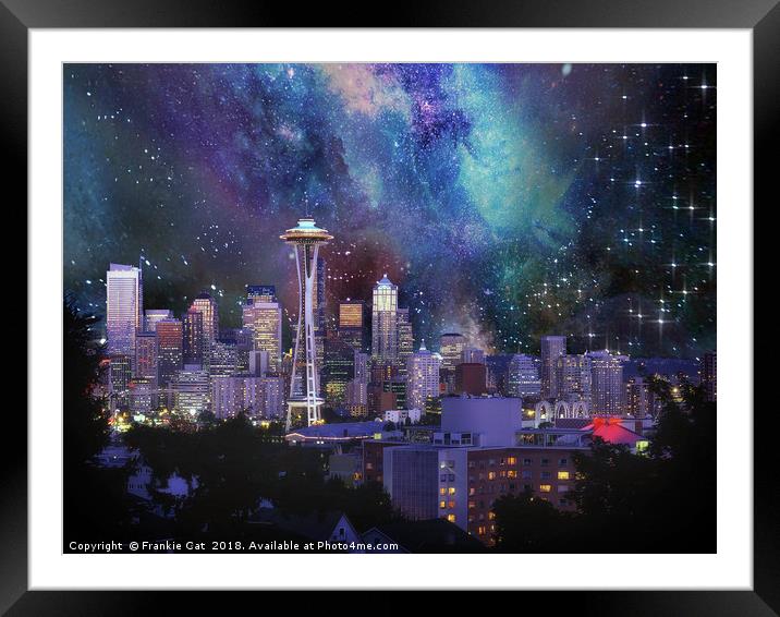 Spacey Seattle Framed Mounted Print by Frankie Cat