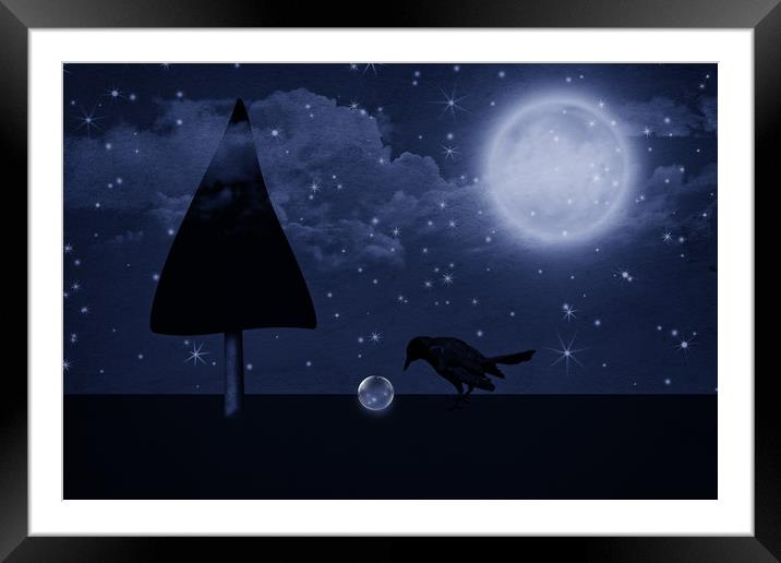 The Raven Max and the stars ball. Framed Mounted Print by Dagmar Giers