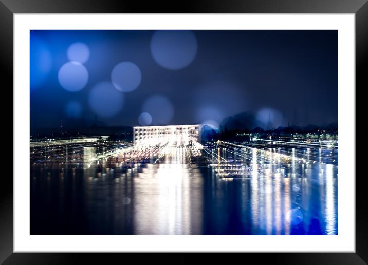 Bonn at night on the Rhine Framed Mounted Print by Dagmar Giers