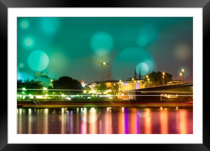 Bonn at night on the Rhine  Framed Mounted Print by Dagmar Giers