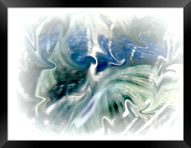 Blues and Green Abstract.. Framed Print by Lynn Carter