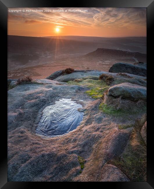 Higger Tor Sunrise Framed Print by Paul Andrews