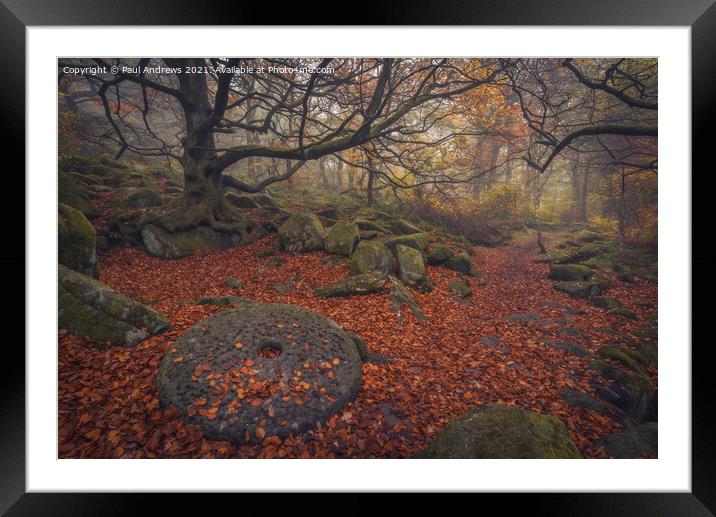 Padley Gorge Millstone Framed Mounted Print by Paul Andrews