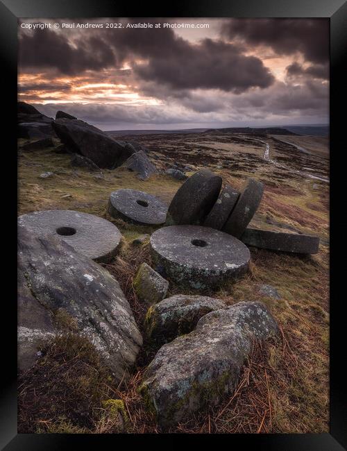 Stanage Edge Millstones Framed Print by Paul Andrews