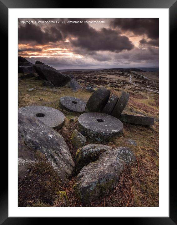 Stanage Edge Millstones Framed Mounted Print by Paul Andrews