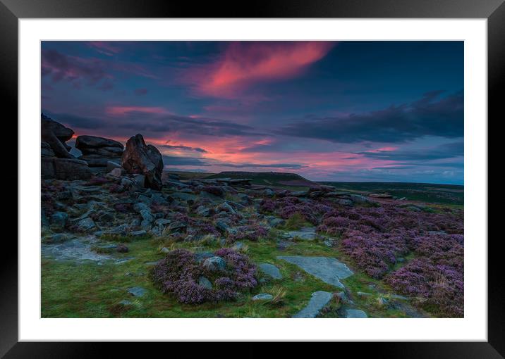 Higger Tor Sunset Framed Mounted Print by Paul Andrews