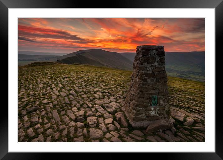 'Mam Tor' Fire in the Sky #2 Framed Mounted Print by Paul Andrews