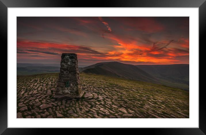 'Mam Tor' Fire in the Sky. Framed Mounted Print by Paul Andrews