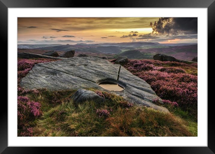 Stanage Edge Sunset Framed Mounted Print by Paul Andrews