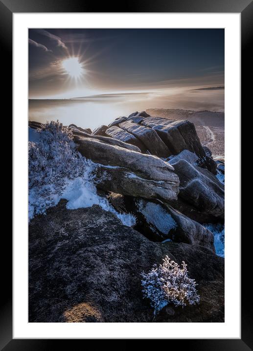 Higger Tor Winters Morn Framed Mounted Print by Paul Andrews