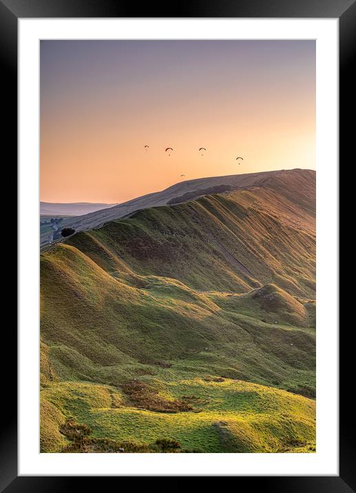 Rushup Paragliders Framed Mounted Print by Paul Andrews