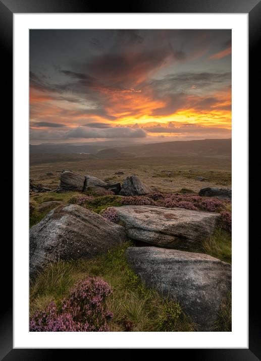 Stanage Edge Sunset Framed Mounted Print by Paul Andrews
