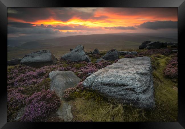 Stanage Sunset Framed Print by Paul Andrews