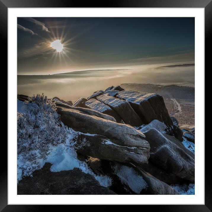 Higger Tor Sunrise Framed Mounted Print by Paul Andrews