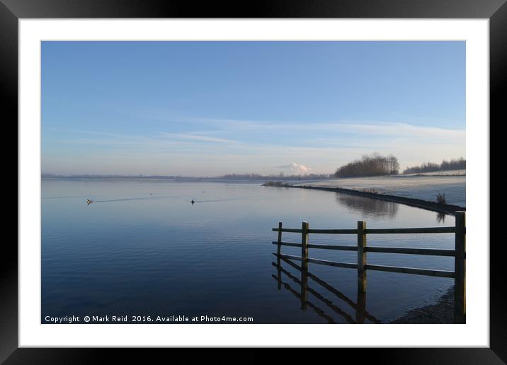 View of the lake at anglers country park Framed Mounted Print by Mark Reid