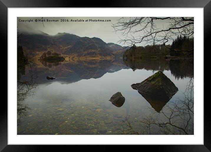 Reflection on Katrine. Framed Mounted Print by Mark Bowman