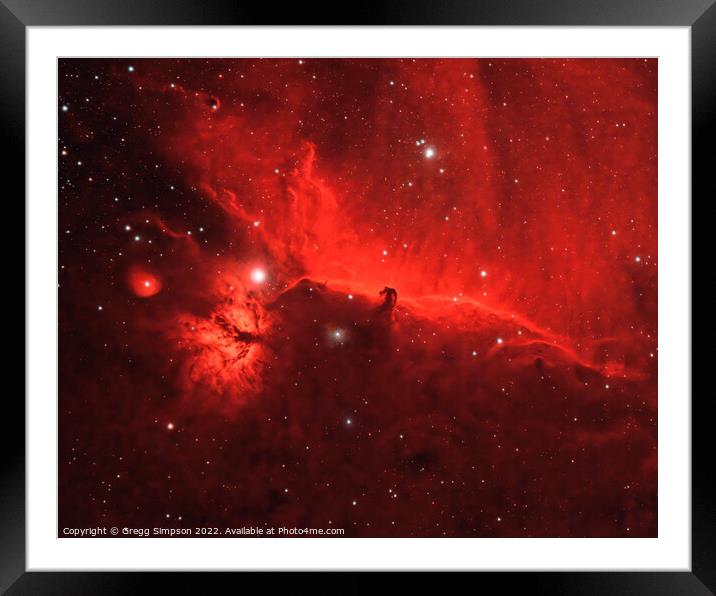 Horsehead & Flame Nebulae Framed Mounted Print by Gregg Simpson