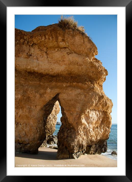 Rock Arch, Praia do Camilo, Algarve, Portugal Framed Mounted Print by Kasia Design