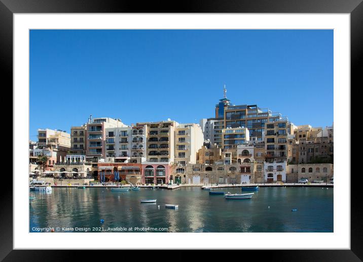 St. Julian's, Spinola Bay, Malta Framed Mounted Print by Kasia Design