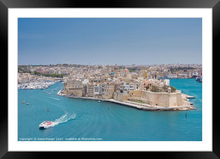 Senglea Point, Grand Harbour, Republic of Malta Framed Mounted Print by Kasia Design