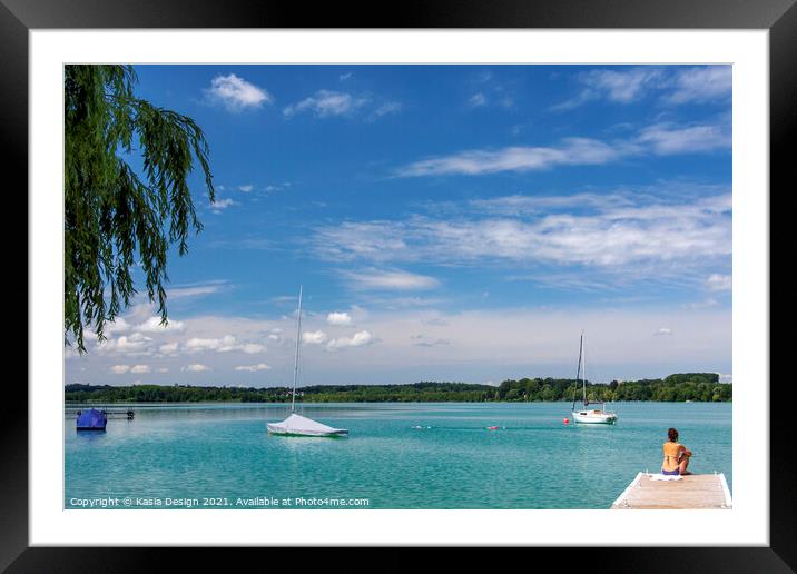 Lazing by the Lake, Bavaria, Germany Framed Mounted Print by Kasia Design