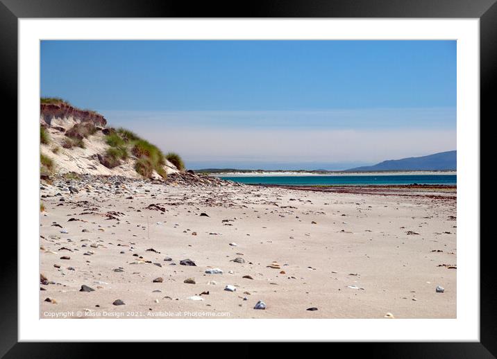 Sandy White Beach on Baleshare Framed Mounted Print by Kasia Design