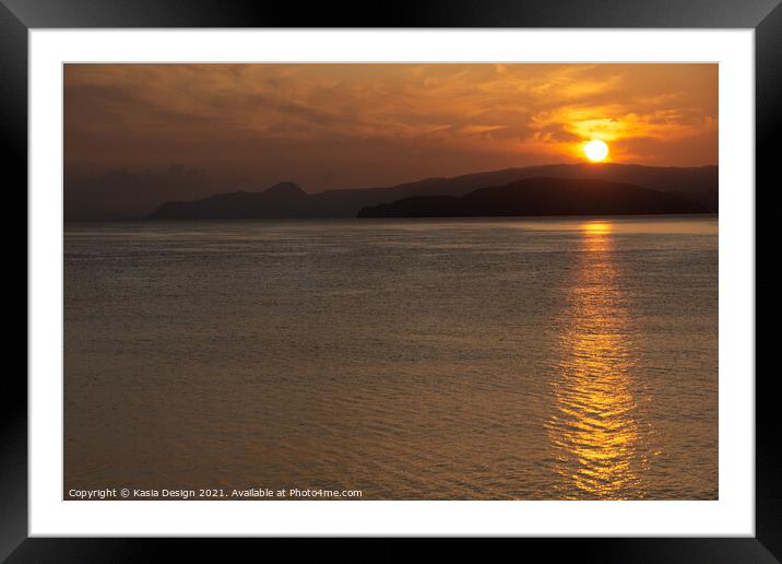 Golden Sun over Mirabello Bay, Crete, Greece Framed Mounted Print by Kasia Design